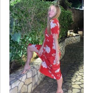 Intermix Lanorya Silk Dress in Red as seen on Leah McSweeny
